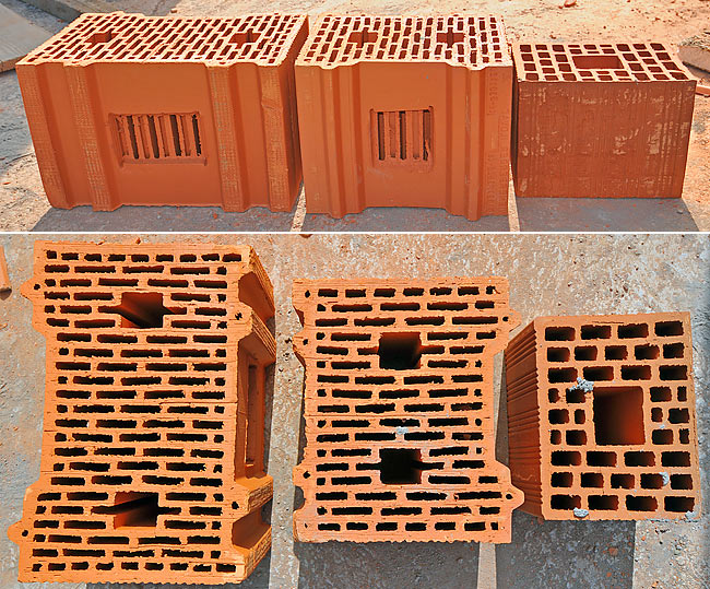 Comparison of Wienerberger POROTHERM 38 S P+E PLUS, POROTHERM 30 S P+E PLUS and a standard clay block