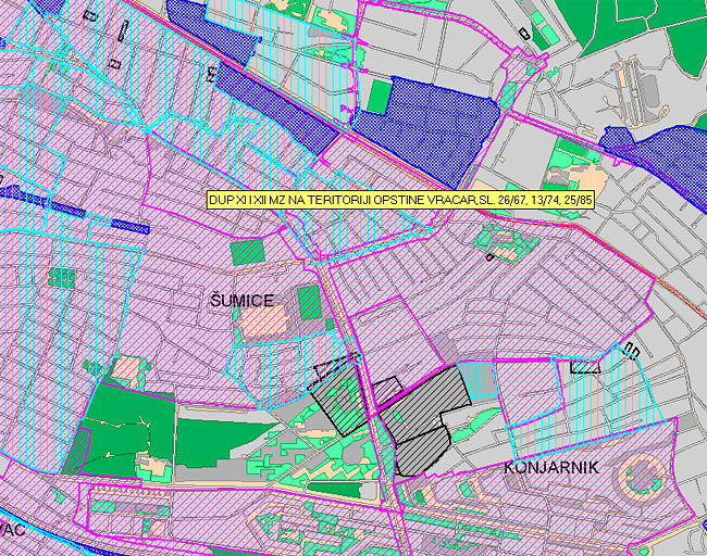 Coverage of Belgrade by detailed regulation plans and detailed urban plans - zoom