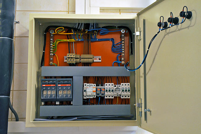 Detail of the electric cabinet of the geothermal system