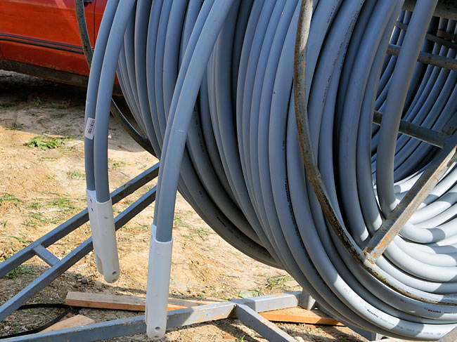 Detail of one end of the 2 loops, where the pipe turns to go back up