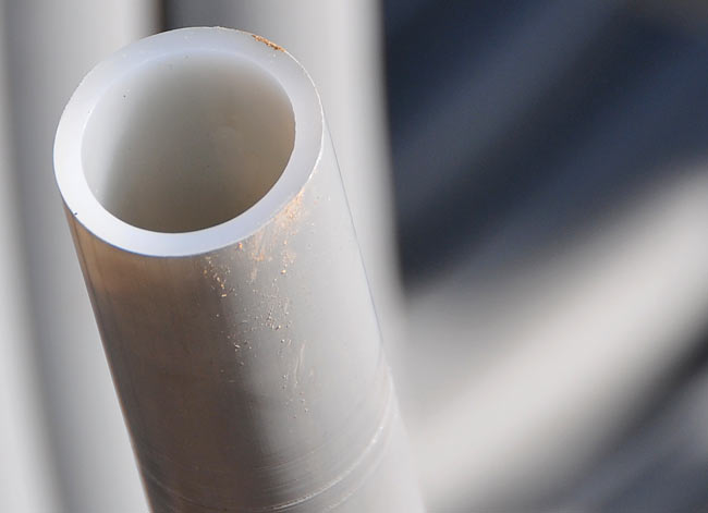 Detail of one extremity of Raugeo geothermal probe, made of thick PE-Xa pipes