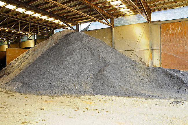 Paper sludge stored before processing