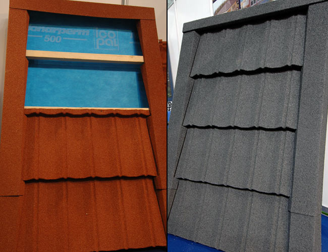 Octava roof grey and red with Monarperm 500 underlay