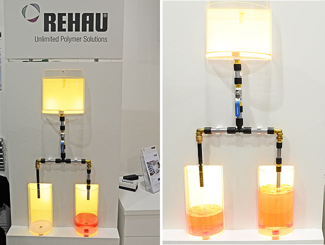 Demonstrating the superior flow of Rehau PE-Xa system compared to other pipe system of same section