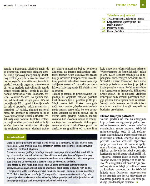 Ekonomist magazin, May 2008, no.416 page.39