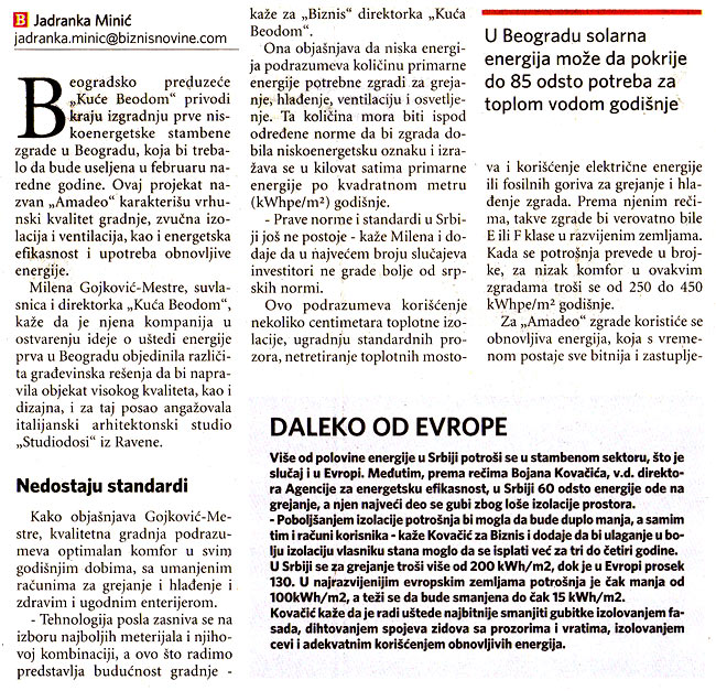 Biznis: “Apartments saving energy are emerging in Belgrade” 02