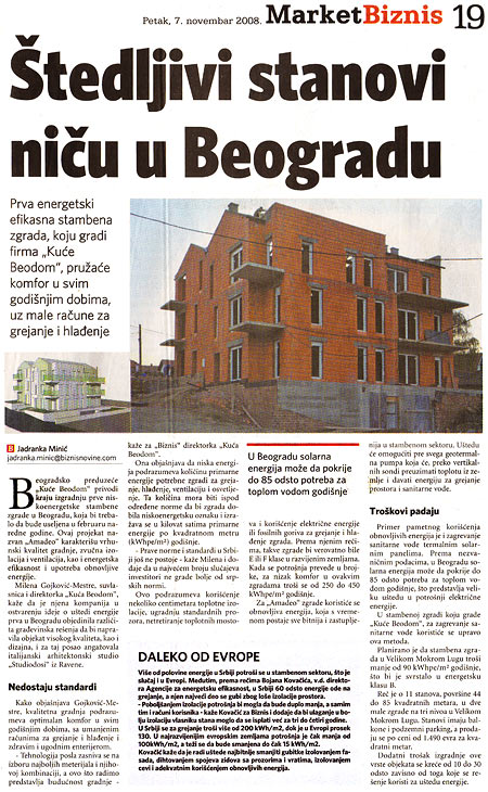 Biznis: “Apartments saving energy are emerging in Belgrade”