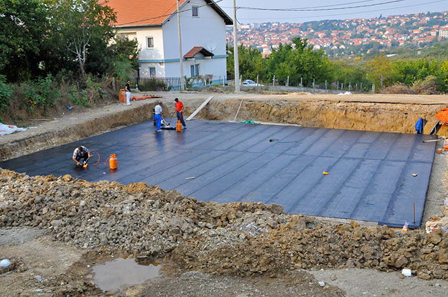First waterproofing layer almost done