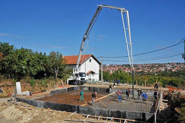 Pouring concrete ongoing