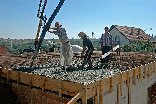 Starting to pour concrete on Amadeo slab