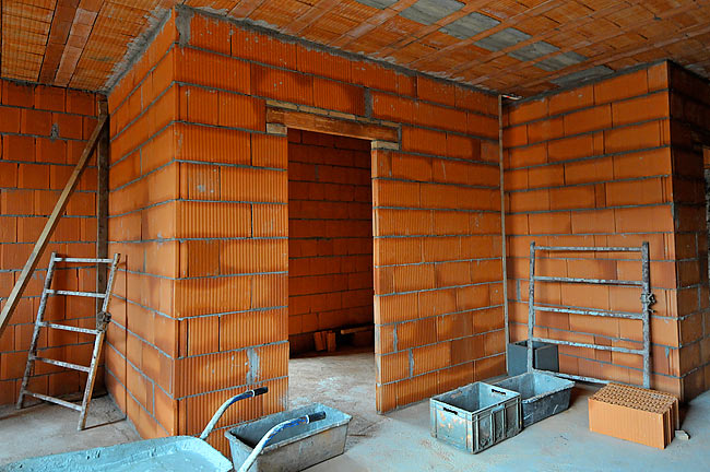 Partition walls around the small bedroom in apartment-2 once finished