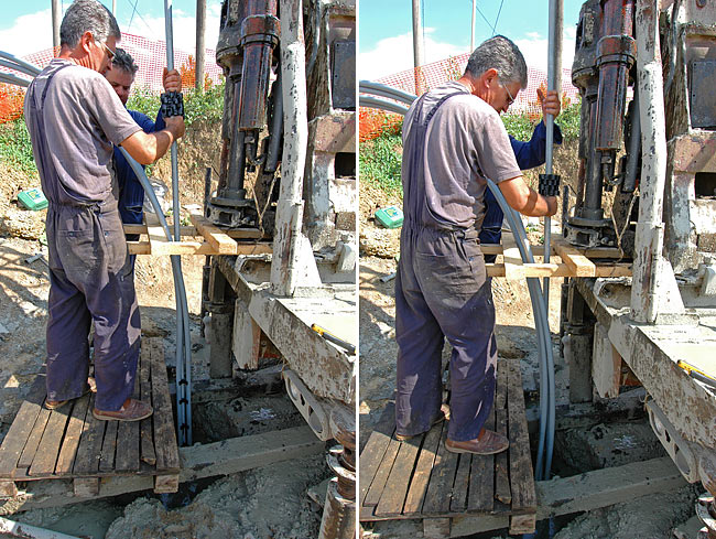 Descent of the Rehau RAUGEO probe in the borehole - 03